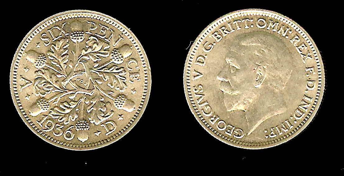 ROYAUME-UNI 6 Pence George V 1936 SPL+